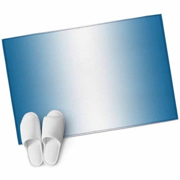 Blue Ombre Bathroom Mat 2x3 FT, Non Slip Small Kitchen Mat, Blue White Gradient Modern Abstract Art Washable Soft Backed Front Door Throw Rug Non-Shedding Indoor Outdoor Doormat for Entryway Sink