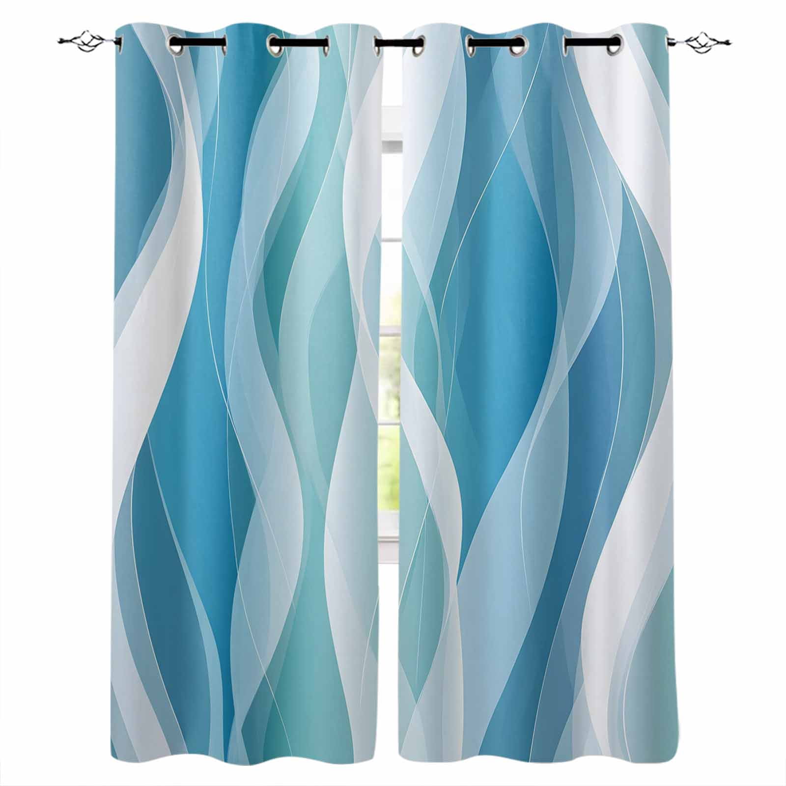 Picture Idea: Blue Ombre Blackout Curtains For Bedroom Living Room Modern Moire