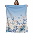 thumbnail image 1 of Blue Ombre Butterfly Blanket Soft Cozy Warm Throw Blanket for Couch, Plush Fuzzy Flannel Fleece Blankets for Sofa, Pastoral Farmhouse Butterflies Bed Blankets Lightweight Gifts for Women, 40"x50", 1 of 9