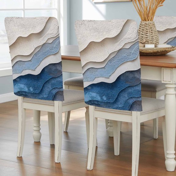Blue Ombre Chair Back Covers, Removable Chair Covers for Dining Chairs Set of 4, Washable Chairs Slipcovers Back Seat Protector for Wedding Party 19"x20"