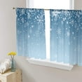 thumbnail image 1 of Blue Ombre Christmas Snowflake Semi Sheer Curtains 45 Inch Length 2 Panels Set, Winter Snowflake Xmas Sheer Kitchen Curtain Privacy Voile Window Curtain for Living Room Bedroom Rod Pocket Drapes, 1 of 7