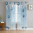 thumbnail image 1 of Blue Ombre Christmas Tree Sheer Curtains 72 Inches Long, Xmas Balls Pine Needles Snowflake Light Filtering Window Curtains for Living Room, Rod Pocket Voile Sheer Curtain Drapes, 52"Wx72"L, 2 Panels, 1 of 9