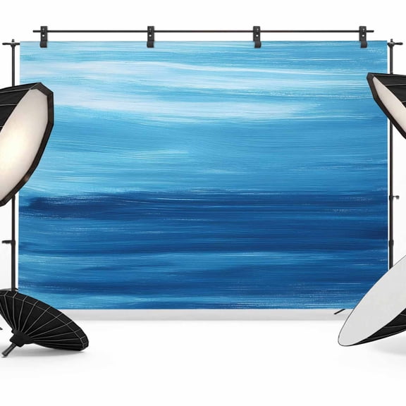 Blue Ombre Coastal Backdrop for Photoshoot, Photography Photo Studio Background Wall Backdrop, Summer Gradient Ocean Wave Back Drop Banner Panel for Portraits Wedding Party Live Streaming Decor 7x5Ft