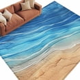 thumbnail image 1 of Blue Ombre Coastal Large Area Rugs for Bedroom Living Room, Soft Non Slip Carpet Bedside Rug, Summer Nautical Beach Ocean Seaside Rectangular Floor Cover Kitchen Accent Rug 8'x10' for Office, 1 of 9