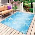 thumbnail image 1 of Blue Ombre Coastal Outdoor Rug 3x5 Ft, Non Slip Washable Area Rug, Sea Nautical Summer Beach Starfish Coral Patio Rugs Carpet Runner, Large Floor Mat for Indoor/Outdoor Deck Porch Camping, 1 of 8
