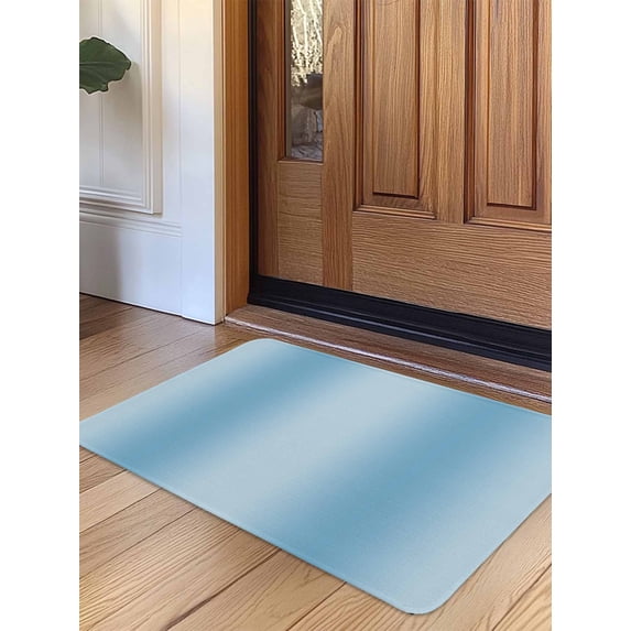 Blue Ombre Door Mat Indoor Outdoor Entrance, Non Slip Rug for Kitchen Bathroom Entryway Rug, Modern Abstract Art Farmhouse Gradient Washable Doormat Floor Mat for Office Home Decor 20x31.5 Inch