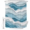 thumbnail image 1 of Blue Ombre Fabric Shower Curtain Geometric Abstract Sea Wave Washable Shower Curtains for Bathroom, Waterproof Bath Curtain with Hooks Home Decor 36x72in, 1 of 8