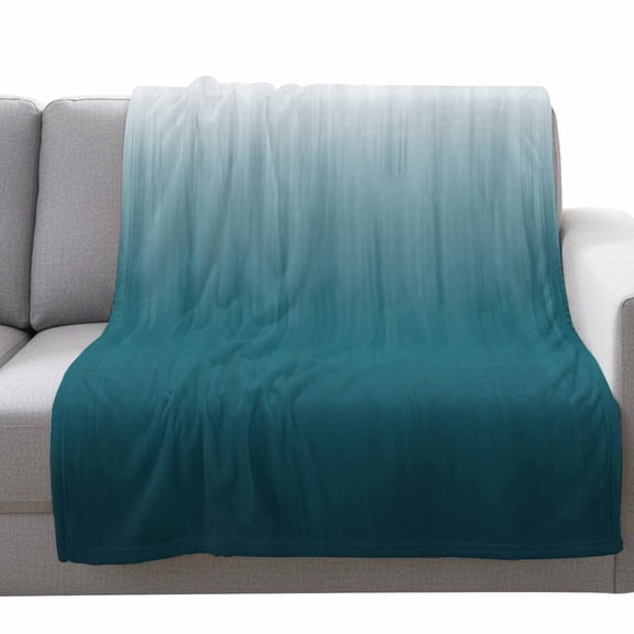 Blue Ombre Fleece Throw Blanket Lightweight Contemporary Gradient Abstract Fuzzy Flannel Throws Super Soft Cozy Flannel Blanket for Couch, Sofa, Bed, Travel 40"x50"