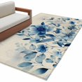 thumbnail image 1 of Blue Ombre Floral Large Area Rugs for Bedroom Living Room, Soft Non Slip Carpet Bedside Rug, Spring Elegant Flowers Beige Rustic Rectangular Floor Cover Kitchen Accent Rug 4'x6' for Office, 1 of 9