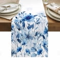 thumbnail image 1 of Blue Ombre Floral Table Runner - 108 Inch Long, Kitchen Dining Table Runner Dresser Scarves, Spring Elegant Flowers Watercolor Farmhouse Decor for Coffee Tables Wedding Party Banquet, 1 of 8