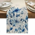 thumbnail image 1 of Blue Ombre Floral Table Runner - 36 Inch Long, Kitchen Dining Table Runner Dresser Scarves, Spring Elegant Flowers Beige Rustic Farmhouse Decor for Coffee Tables Wedding Party Banquet, 1 of 8