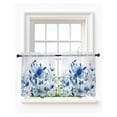 thumbnail image 1 of Blue Ombre Floral Tier Curtains 24 Inch Length,Sheer Curtains for Bedroom Living Room Window Spring Elegant Flowers Watercolor Rod Pocket Drapes Kitchen Curtains Small Half Window 27.5"x24" 2 Panels, 1 of 6
