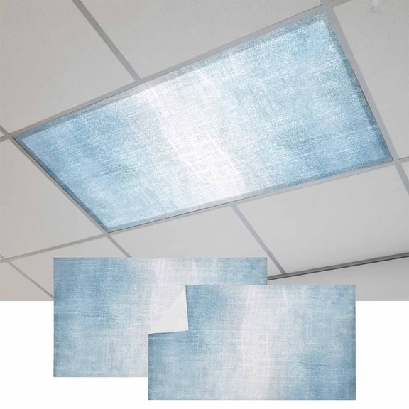 Blue Ombre Fluorescent Light Covers, Modern Abstract Art Aesthetics Magnetic Light Covers for Ceiling Lights, Fluorescent Ceiling Shade Filters for Classroom Bedroom Office 4x2Ft x 2PCS