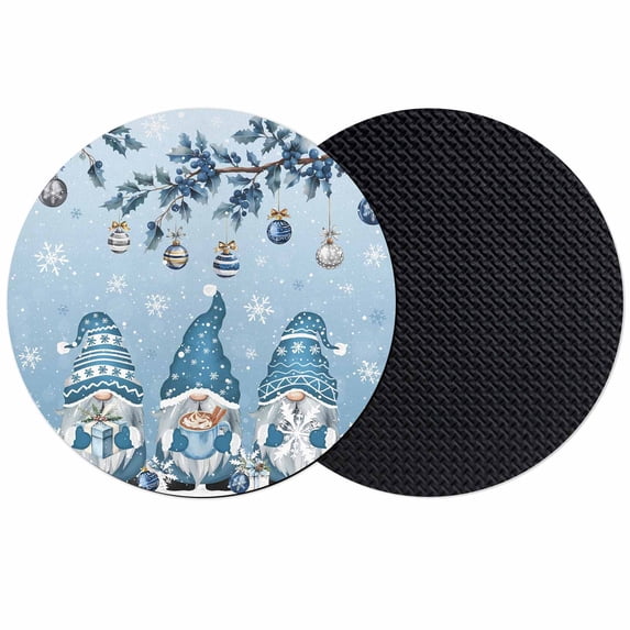 Blue Ombre Gnomes Christmas Coasters Set of 2, Absorbent Coasters for Drinks, Xmas Balls Tree Snowflake Retro Coaster for Desk Coffee Table Protection, Home Decor House Warming Gifts 4"