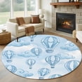 thumbnail image 1 of Blue Ombre Hot Air Balloon Round Area Rug 5Ft Washable Circle Rugs for Living Room Bedroom, Modern Balloon Float Clouds Non-Slip Carpet Floor Mats Indoor Outdoor Carpet Runner Aesthetic Home Decor, 1 of 8