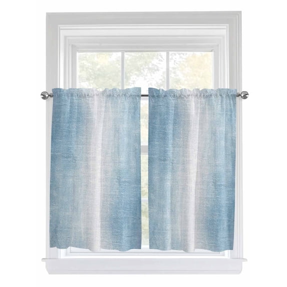Blue Ombre Kitchen Curtains 54 Inch Length, Modern Abstract Art ...