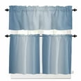 thumbnail image 1 of Blue Ombre Kitchen Curtains and Valances Set, 3 Piece Kitchen Curtains Set 24 Inch Length, Modern Gradient Abstract Art Rod Pocket Curtains Tier Farmhouse Window Curtains, 1 of 6