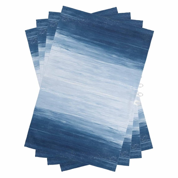 Blue Ombre Kitchen Towels Set of 4, Water Absorbent Dish Towel, Modern Abstract Art Ocean Oil Painting Decorative Hand Towels - Quick Drying Cloth for Cooking Baking, 18x28 Inch