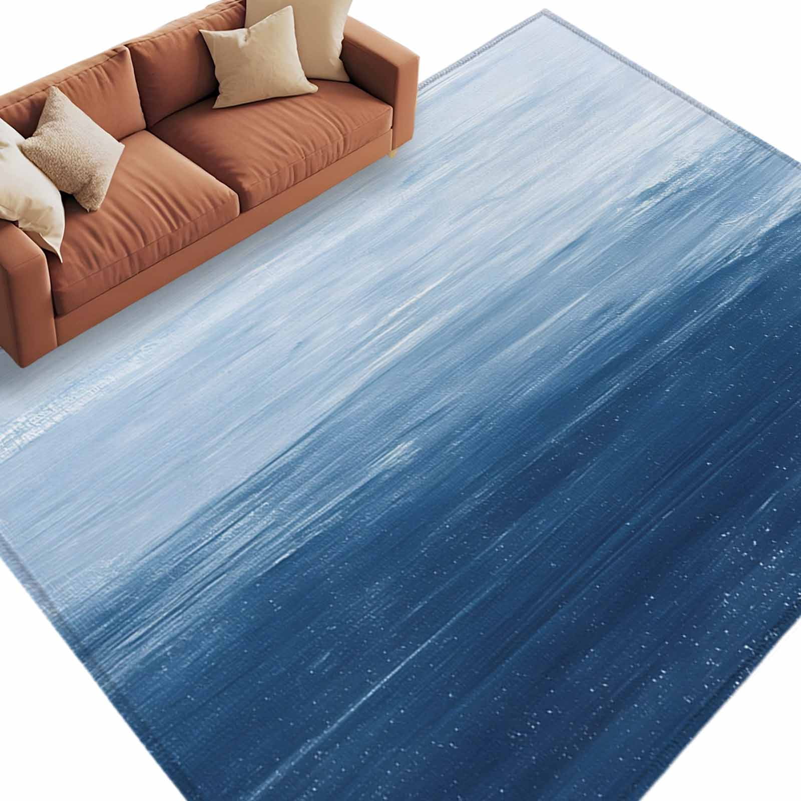 Oil Rug Blue Ombre Large Area Rugs for Bedroom Living Room, Soft Non Slip ...
