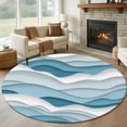 thumbnail image 1 of Blue Ombre Large Round Rug 8 FT, Non Slip Living Room Area Carpet, Modern Geometric Moire Abstract Art Washable Soft Circle Rug Non-Shedding Floor Carpet for Bedroom Office Dining Room, 1 of 9