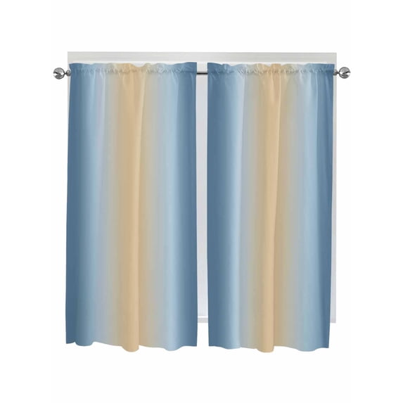 Blue Ombre Living Room Curtains 2 Panel, Modern Yellow Gradient Farmhouse Art Cafe Window Treatment, Extra Long Farmhouse Bedroom Bathroom Kitchen Curtains Drapes 104"x72"