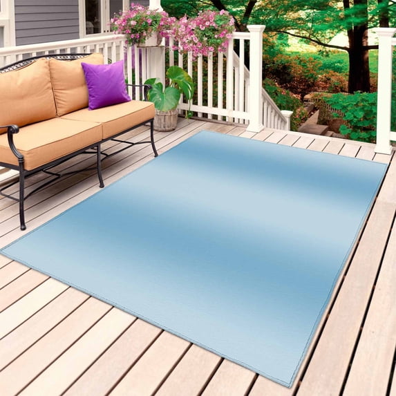 Blue Ombre Outdoor Rug 4x6 Ft, Non Slip Washable Area Rug, Modern ...