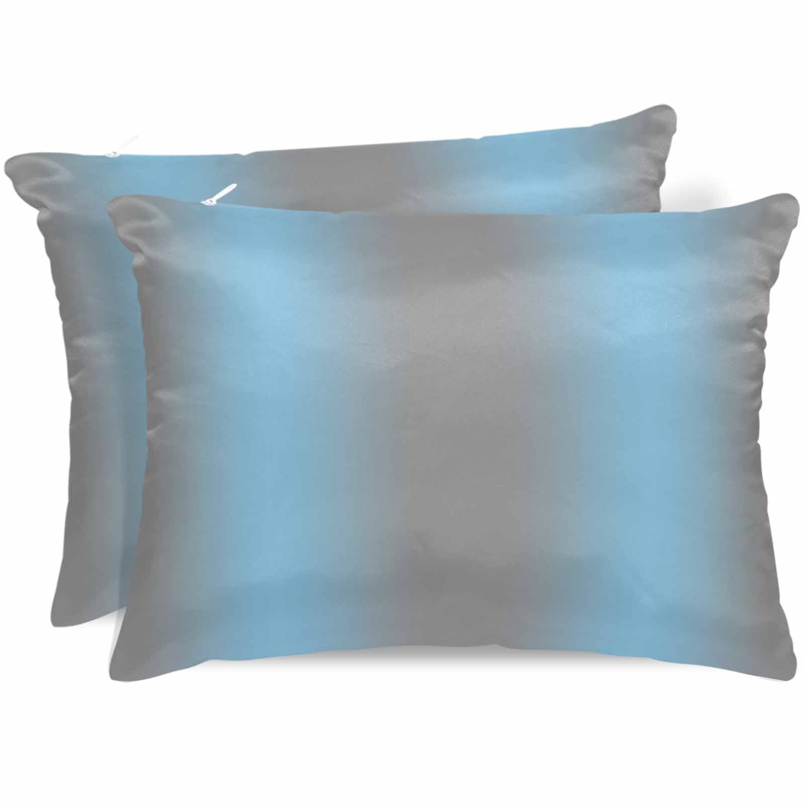 Blue Ombre Pillow Cases King Size Set of 2, Smooth Satin Pillowcase for Hair and Skin, Grey Modern Art Farmhouse Decorative Cooling Bed Pillow Covers with Zipper, 20x36 Inches