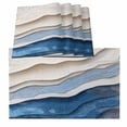 thumbnail image 1 of Blue Ombre Placemats for Dinning Table Set of 6, Modern Wave Abstract Art Burlap Kitchen Place Mats Waterproof Cloth Table Mats, Indoor Outdoor Placemats Easy Clean Dinner Decor, 1 of 8