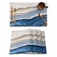 thumbnail image 1 of Blue Ombre Placemats Set of 6, Modern Wave Abstract Art Placemats for Dining Table, Place Mats for Kitchen Tabletop, Waterproof Wipeable Dining Table Mats Set, 1 of 9