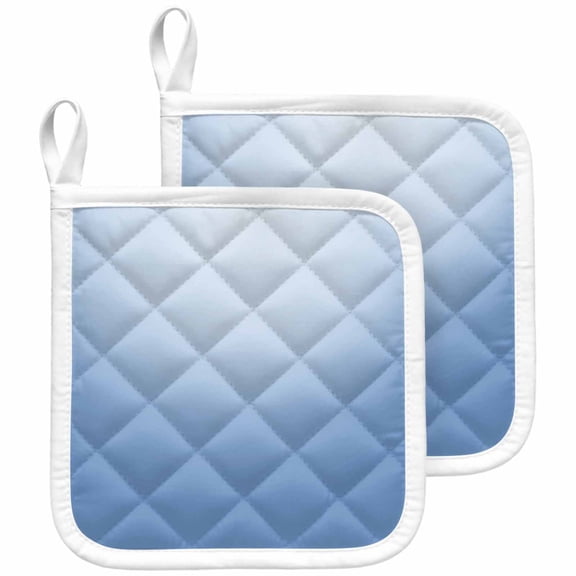 Blue Ombre Pot Holders for Kitchen Heatproof Potholder, 2 Pack Modern Minimalist Gradient Aesthetic Hot Pads Multipurpose Oven Pads Cloth Potholders Trivet for Cooking and Baking