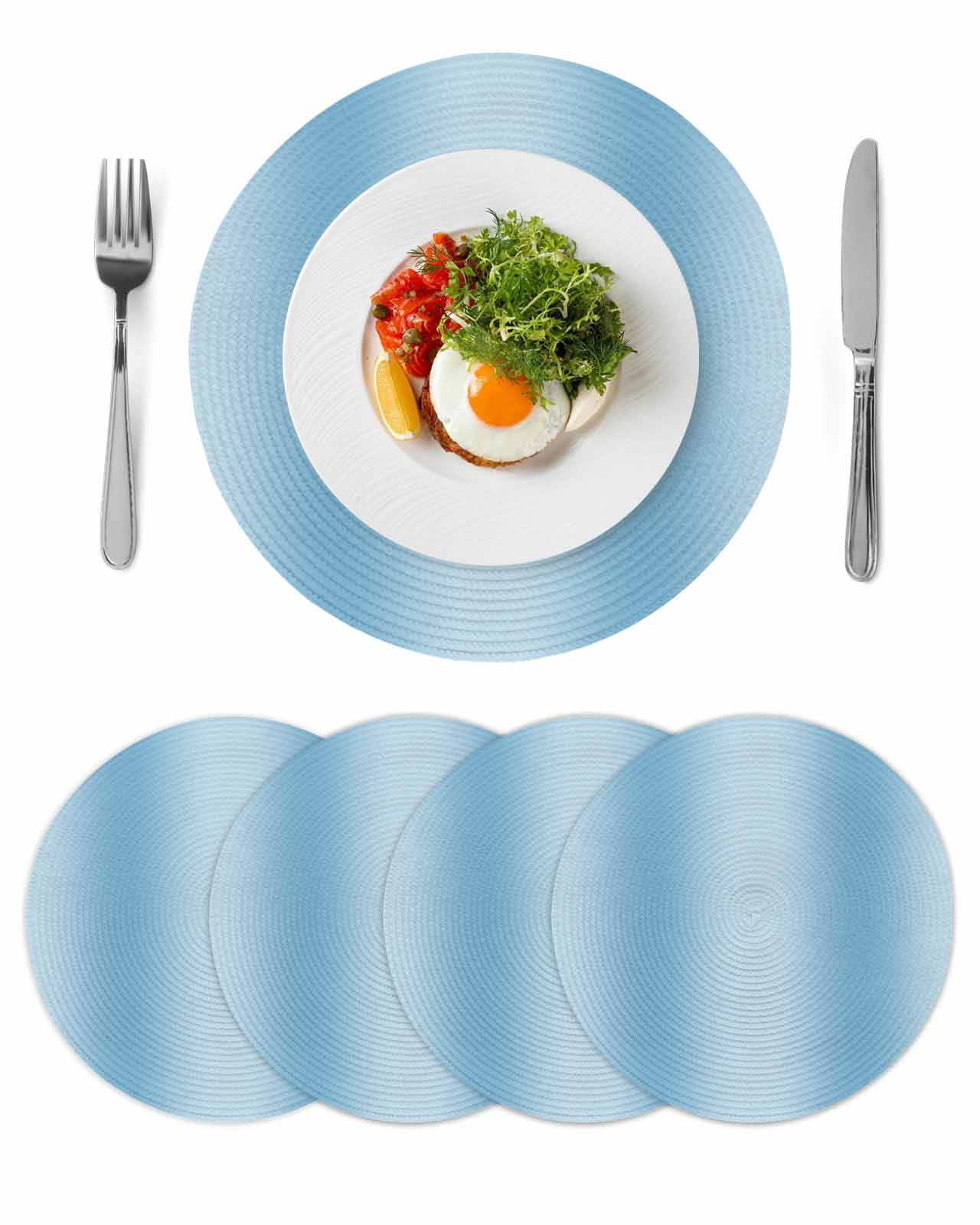 Blue Ombre Round 13 Inch Placemats Set of 4, Modern Abstract Art ...