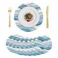 thumbnail image 1 of Blue Ombre Round 13 Inch Placemats Set of 8, Modern Geometric Moire Abstract Art HeatResistant Non Slip Place Mats for Dining Table, Wipeable Braided Kitchen Table Mats for Housewarming, 1 of 9