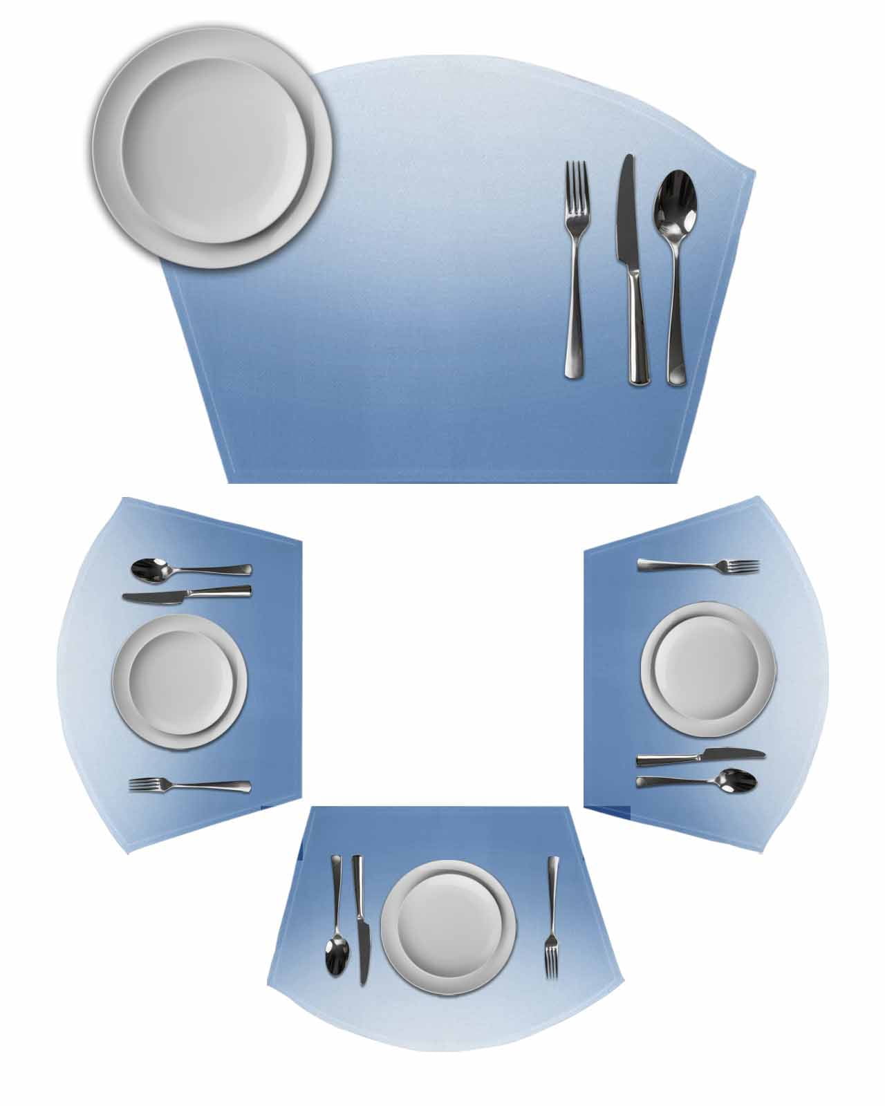 Blue Ombre Round Placemats Set of 6, Modern Minimalist Gradient ...