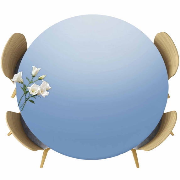 Blue Ombre Round Tablecloth, Fitted Table Cover with Elastic for 55"-60" Round Tables, Modern Minimalist Gradient Aesthetic Table Cloth Outdoor Indoor Dinning Party Waterproof Tablecloths