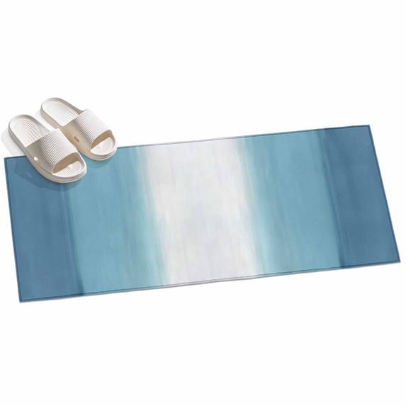 Blue Ombre Runner Rugs 2x6ft Abstract Light Blue Ombre White Stripes ...