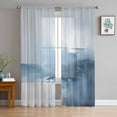 thumbnail image 1 of Blue Ombre Semi Sheer Curtains 72 Inch Length 2 Panels Set, Modern Geometric Abstract Artwork Sheer Kitchen Curtain Privacy Voile Window Curtain for Living Room Bedroom Rod Pocket Drapes, 1 of 7