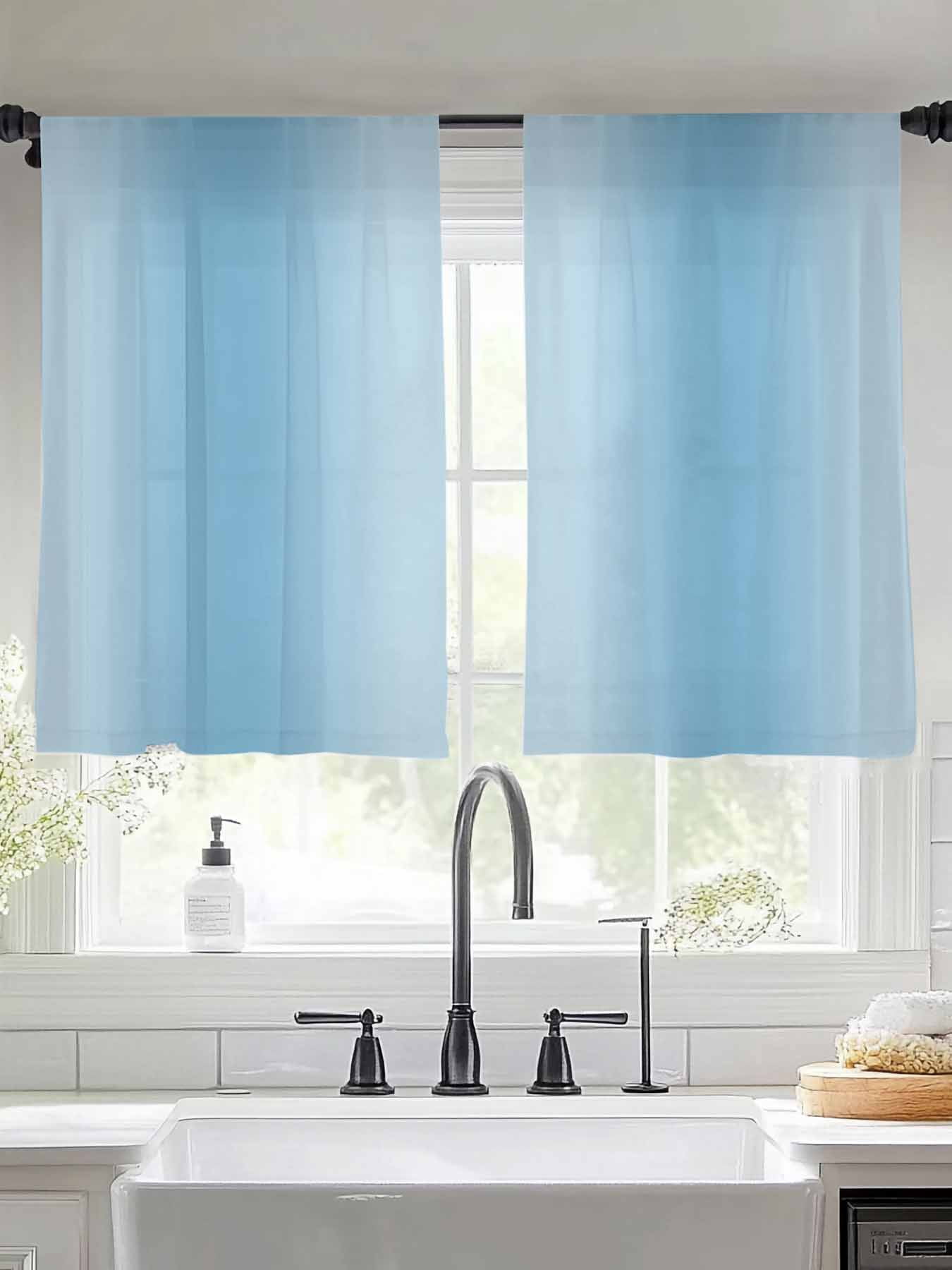 Photo inspiration: Fresh Look at Blue Ombre Sheer Curtains For Living Room Bedroom Modern Art