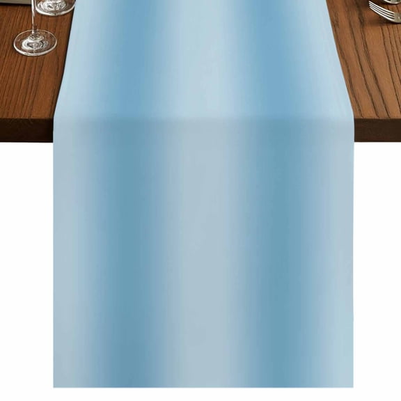 Blue Ombre Short Table Runner 36 Inches Long,Modern Abstract Art Farmhouse Gradient Cotton Linen Table Runners Dresser Scarves,Tabletop Scarf Furniture Cover for Home Dinner Party Decor 13"x36"