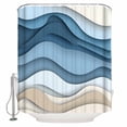 thumbnail image 1 of Blue Ombre Shower Curtain, 72" x 72", Abstract Stripe Ocean Wave Geometric Modern Art Waterproof Bathroom Curtain Washable Shower Curtain Set with 12 Hooks, 1 of 6