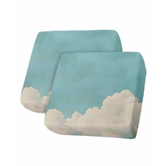 Blue Ombre Sky Sofa Couch Cushion Covers Washable, Removable Stretchable Sectional Couch Covers, Vintage Modern Clouds Nature Scenery Slipcovers for L & T Shape Sofa Furniture Protector S Size 2 pcs