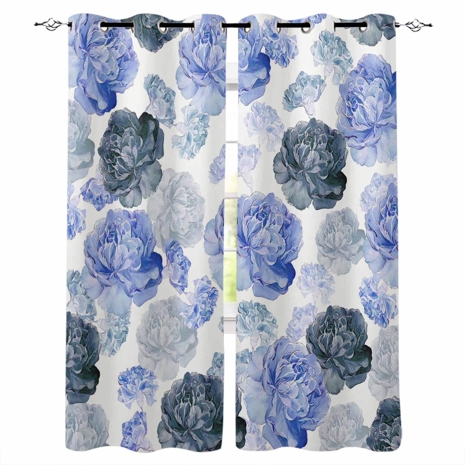 Photo inspiration: Light Blocking Window Treatments Reference: Blue Ombre Spring Floral Blackout Curtains For Bedroom Summer