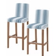 thumbnail image 1 of Blue Ombre Stripe Bar Stool Covers Set of 2, Farmhouse Simple Striped Stretch Washable Bar Chair Covers with Backs, Removable Pub Counter Height Chair Cover for Kitchen Dining Room Cafe, 1 of 7
