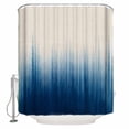 thumbnail image 1 of Blue Ombre Stripe Bathroom Shower Curtains with 12 Hooks Polyester Waterproof Shower Curtain for Stalls Bathtubs Abstract Art Modern Gradient Beige Decorative Bathroom Privacy Curtain 72x72 Inches, 1 of 8