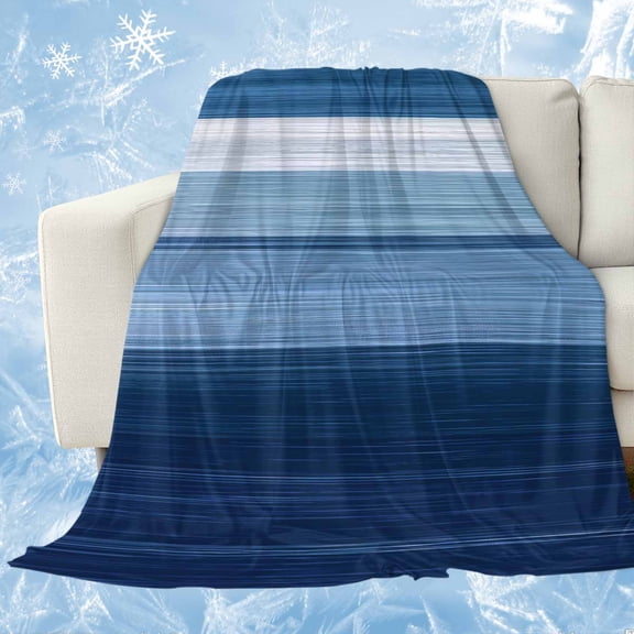 Blue Ombre Stripe Cooling Blanket,Lightweight Breathable Summer Throw Blanket with Double Sided Cold Effect,Farmhouse Striped Modern Abstract Art Picnic Blankets Bed Sheet for Hot Sleepers 30"x40"