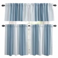 thumbnail image 1 of Blue Ombre Stripe Kitchen Curtains Sets for Windows 36 Inch Length, Farmhouse Simple Striped Rod Pocket Window Treatments Tier Curtains and Valances Set for Bedroom/Bathroom, 1 of 8