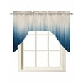thumbnail image 1 of Blue Ombre Stripe Kitchen Curtains Swag Valance for Windows/Bathroom/Cafe, Abstract Art Modern Gradient Beige Rod Pocket Drape Panel Swag Curtain Valance for Bedroom/Living Room 55''x36'', 1 of 6