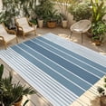 thumbnail image 1 of Blue Ombre Stripe Outdoor Rug 3x5 Ft - Reversible Patio Rug Outdoor Camping Rugs, Farmhouse Striped Gradient Washable Indoor Outdoor Area Rugs, Non-Slip Outdoor Carpet Runner for Deck/Porch, 1 of 8