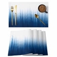 thumbnail image 1 of Blue Ombre Stripe Placemats Set of 8 Abstract Art Gradient Watercolor Place Mats Indoor Wipeable Table Mats Washable Cloth Dining Table Placemats for Kitchen Holiday Party Home Decor 13x19 Inch, 1 of 9