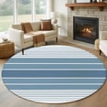 thumbnail image 1 of Blue Ombre Stripe Round Area Rug 5 FT, Non Slip Bedroom Rugs, Farmhouse Striped Gradient Washable Soft Circular Carpet Non-Shedding Floor Mat for Kitchen Dining Room Foyer Balcony Dorm, 1 of 8