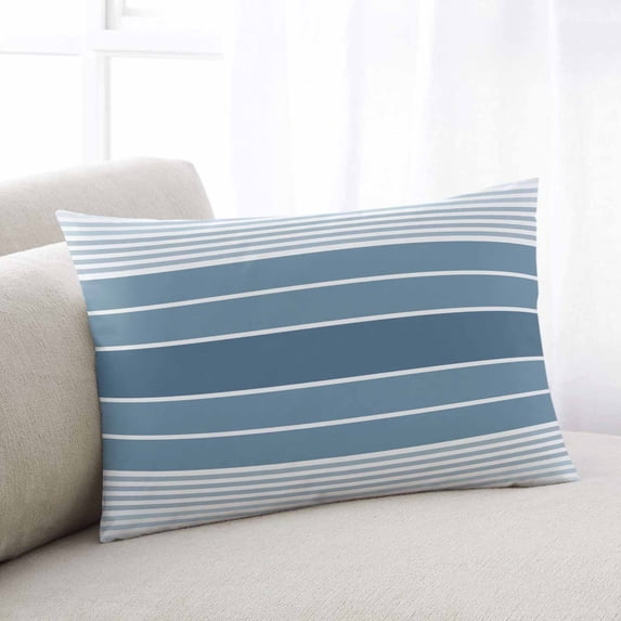 Blue Ombre Stripe Standard Size Pillow Cover, Pillowcase Protectors with Zipper, Breathable Decorative Throw Pillow Case Cover, Farmhouse Striped Gradient Pillow Shams for Couch Sofa 20x26Inch